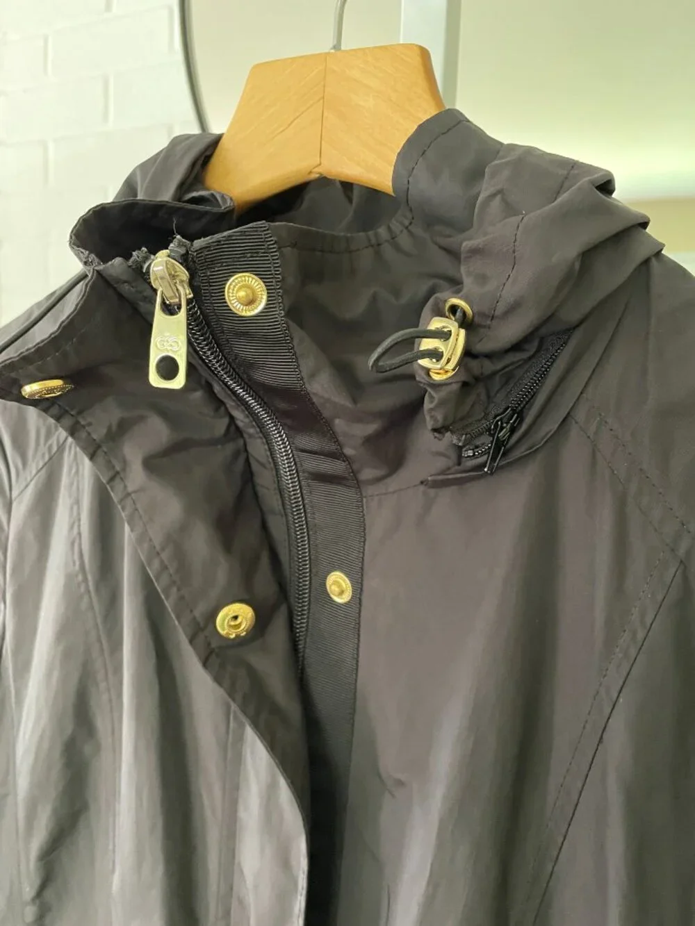 Cole Haan Rain Jacket Coat Black Detachable Hood Women's Size M